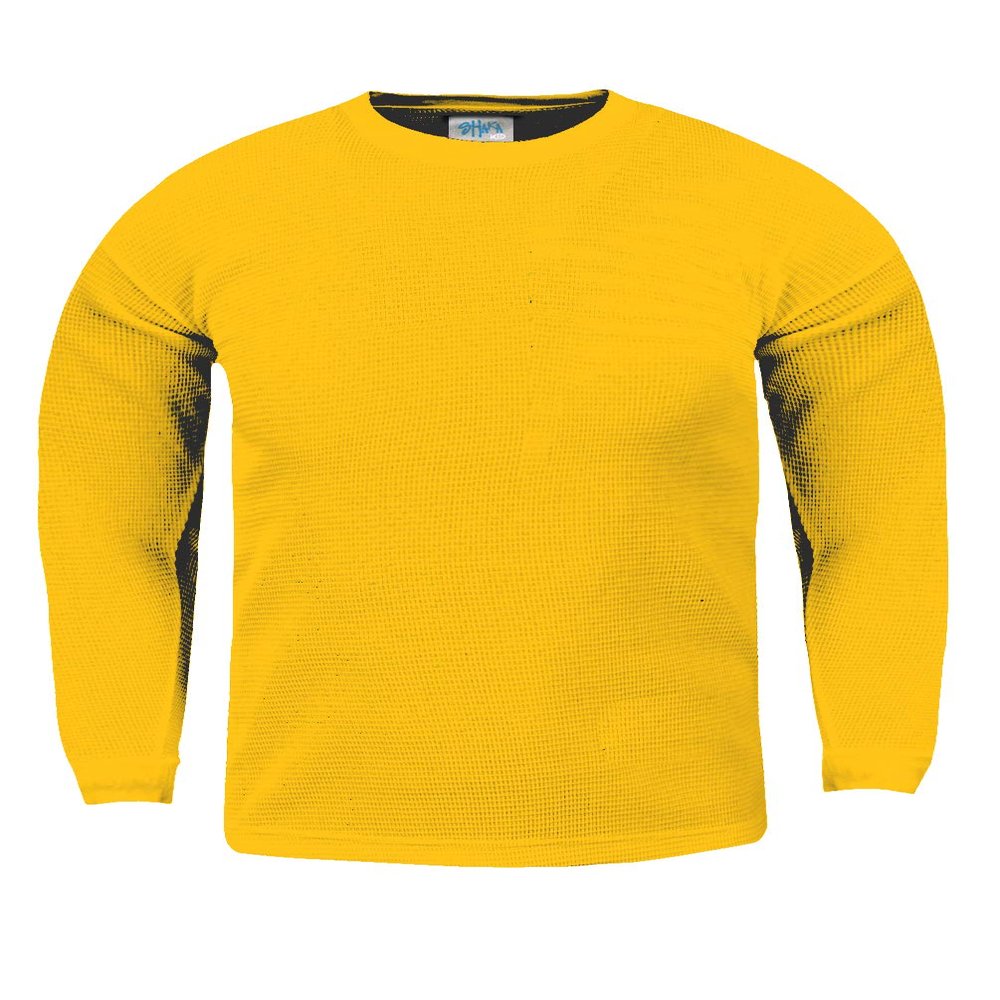 Shaka Wear KTC16_S Thermal Long Sleeve Crewneck Waffle Shirt Yellow S