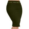 NE PEOPLE Womens Basic Solid Knee Length Work Office Pencil Skirts with Belt (S-3XL) Olive view 1
