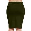 NE PEOPLE Womens Basic Solid Knee Length Work Office Pencil Skirts with Belt (S-3XL) Olive view 3