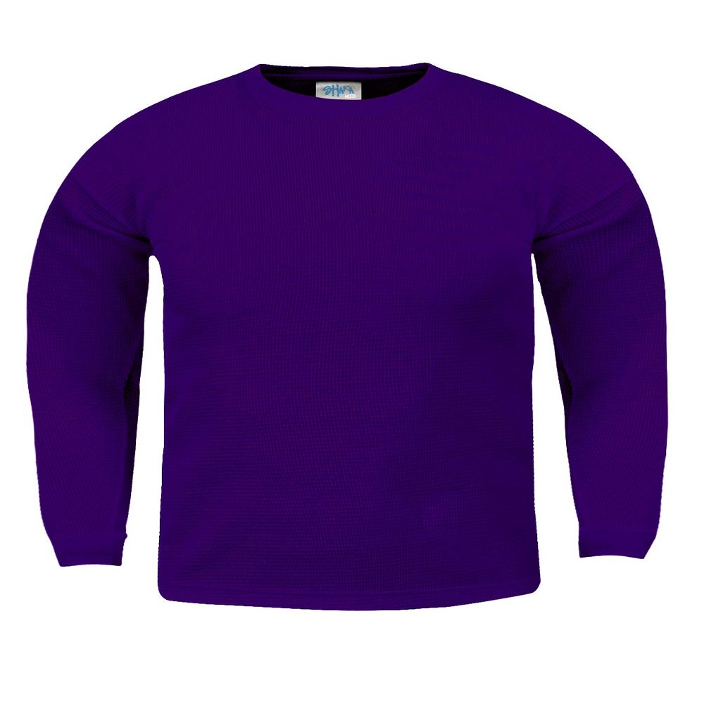 KTC08_M Thermal Long Sleeve Crewneck Waffle Shirt Purple M
