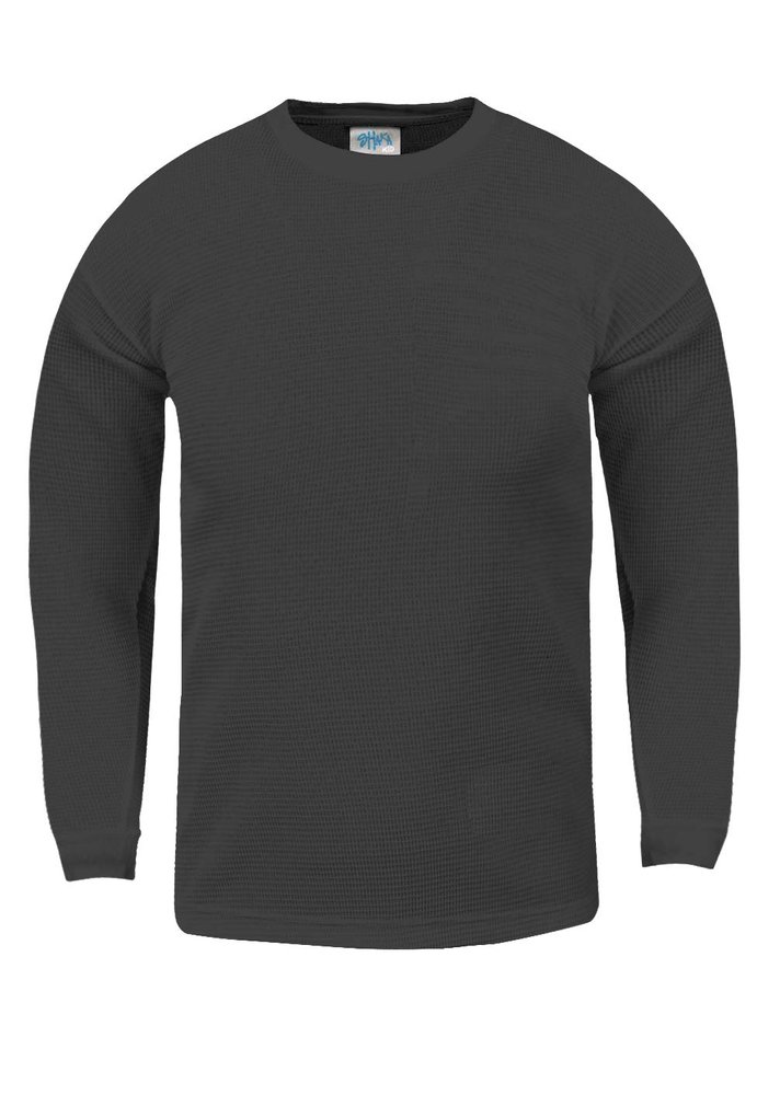 Shaka Wear KTC21_L Thermal Long Sleeve Crewneck Waffle Shirt C.Grey L