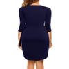 Berydress Women's Sheath 3/4 Sleeve Deep V-Neck Faux Wrap Solid Stretchy Cotton Navy Casual Wear to Work Dress (XL, 6083-Navy) view 2