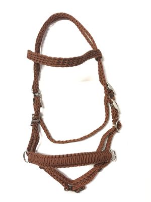bitless bridle horse tack side pull hackamore Brown headstall