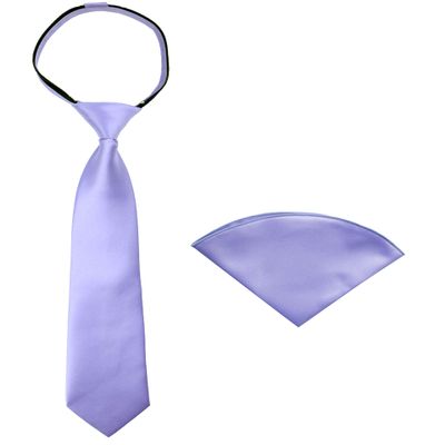 Spring Notion Boys' Satin Zipper Necktie and Handkerchief Set Medium Dusty Levendar