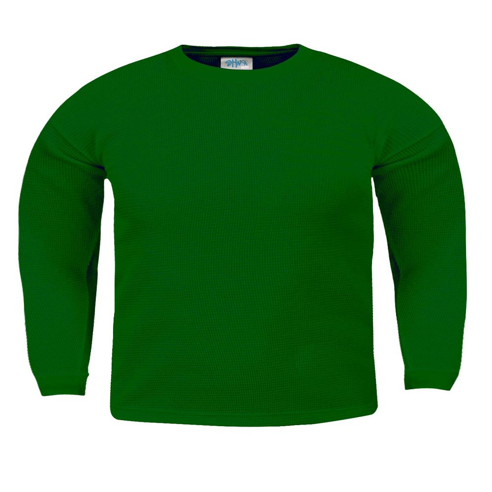 Shaka Wear KTC06_M Thermal Long Sleeve Crewneck Waffle Shirt Kelly Green M
