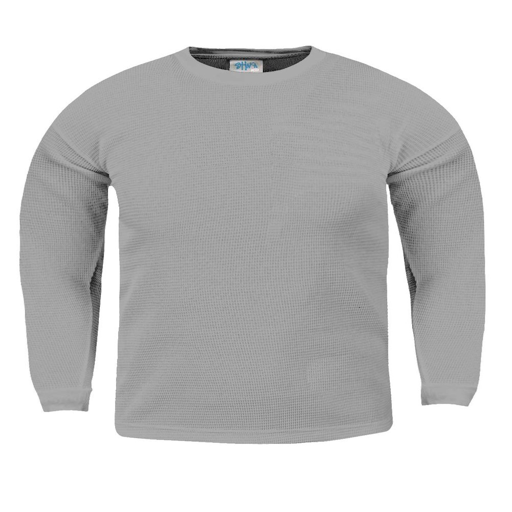 Shaka Wear KTC05_L Thermal Long Sleeve Crewneck Waffle Shirt H.Grey L