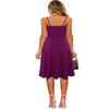 Berydress Women's Casual Beach Summer Dresses Solid Cotton Flattering A-Line Spaghetti Strap Button Down Midi Sundress (L, 6046-Purple) view 2