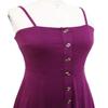 Berydress Women's Casual Beach Summer Dresses Solid Cotton Flattering A-Line Spaghetti Strap Button Down Midi Sundress (L, 6046-Purple) view 4