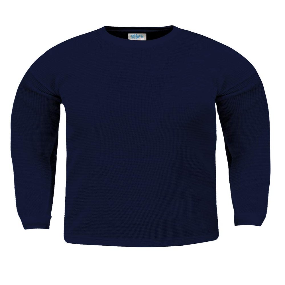 Shaka Wear KTC03_M Thermal Long Sleeve Crewneck Waffle Shirt Navy M