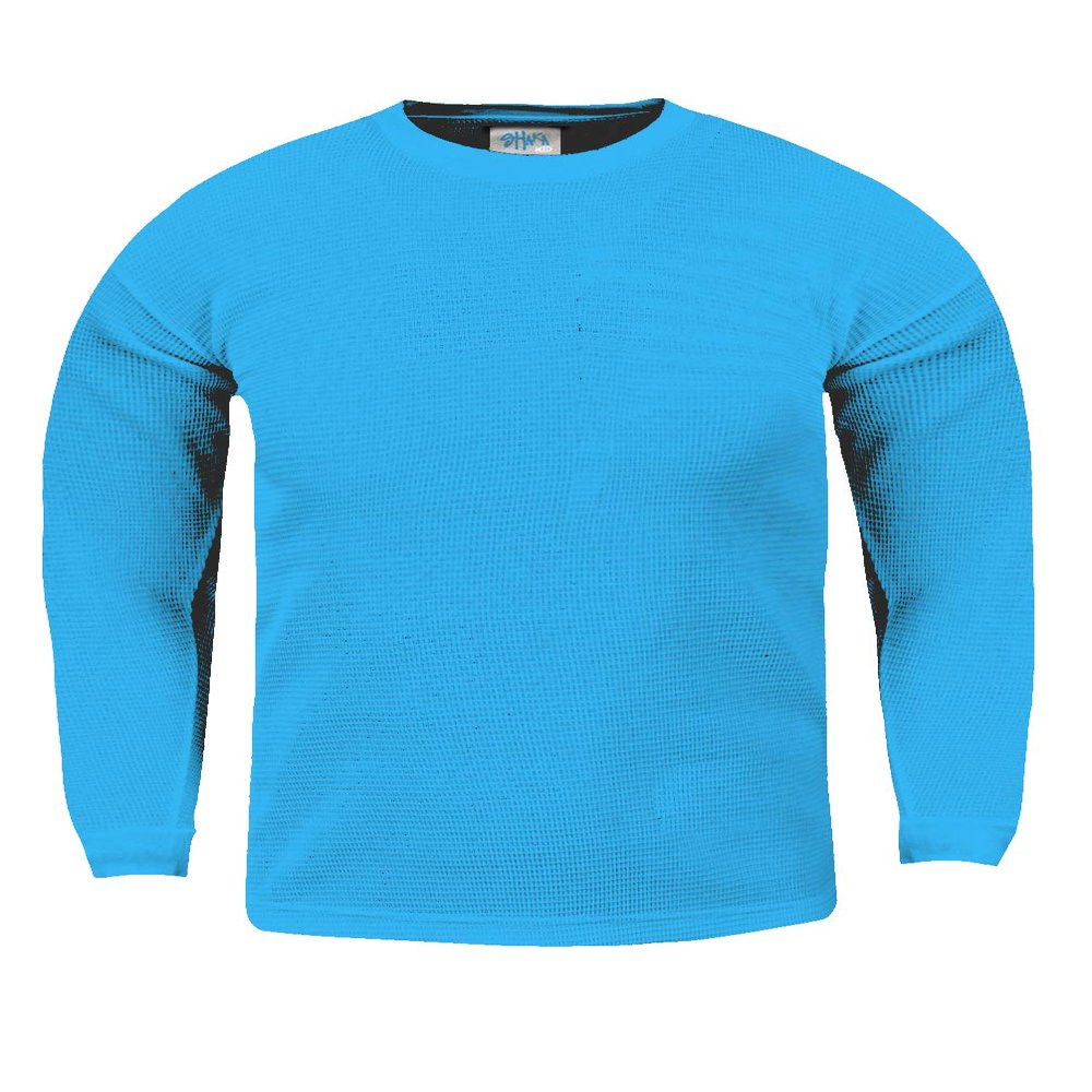 KTC09_S Thermal Long Sleeve Crewneck Waffle Shirt Turquoise S
