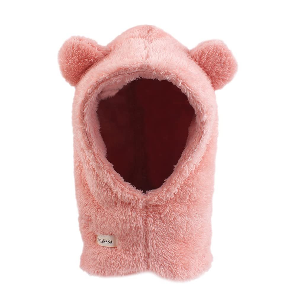 Baby Girls Boys Winter Warm Scarf Hat Kids Thick Earflap Hood Cap with Ear 6M-7T (Pink, M)