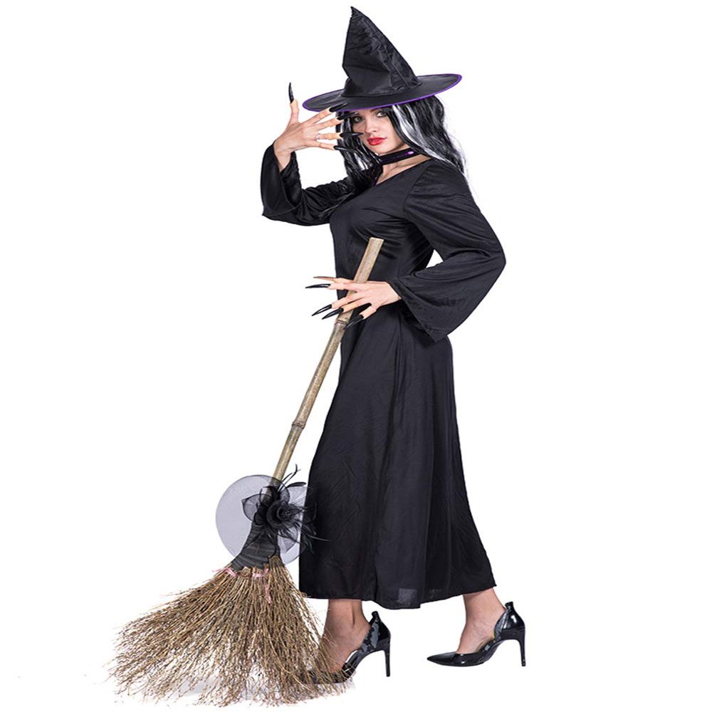 Witch Halloween Costumes for Women - Adult Classic Womens Elegant Wicked Witch Costume Black