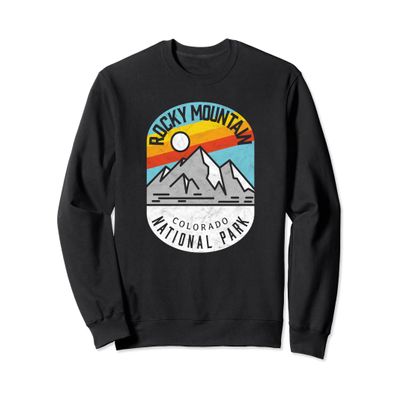 Rocky Mountain National Park Retro Badge Design Sweatshirt