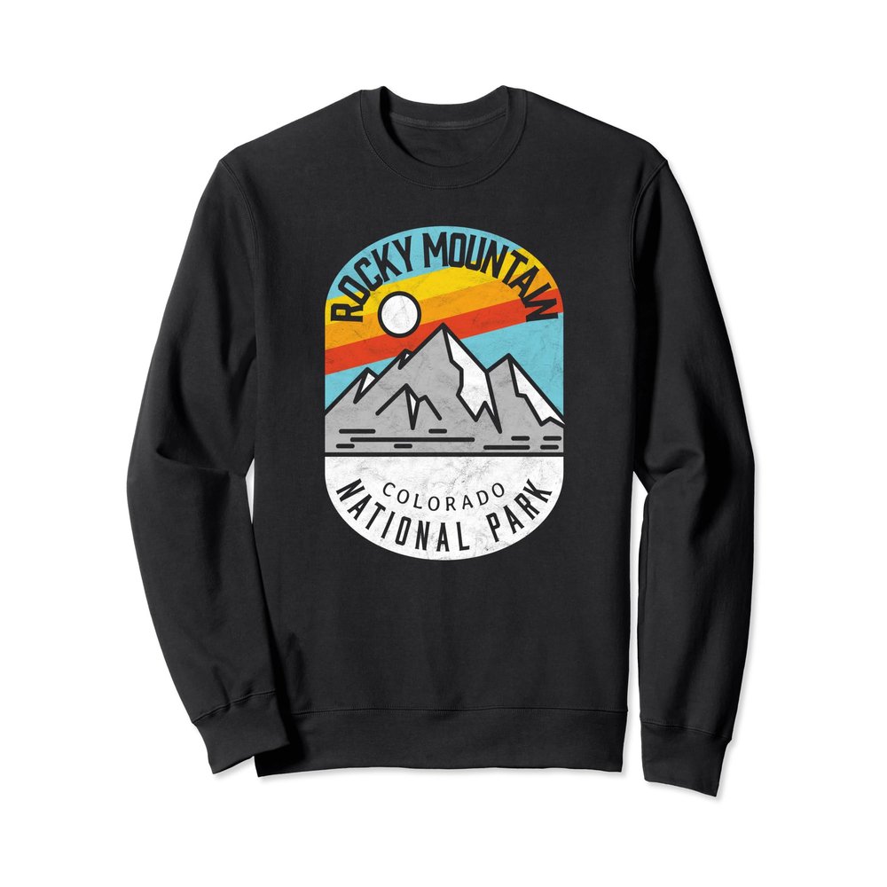 Rocky Mountain National Park Retro Badge Design Sweatshirt