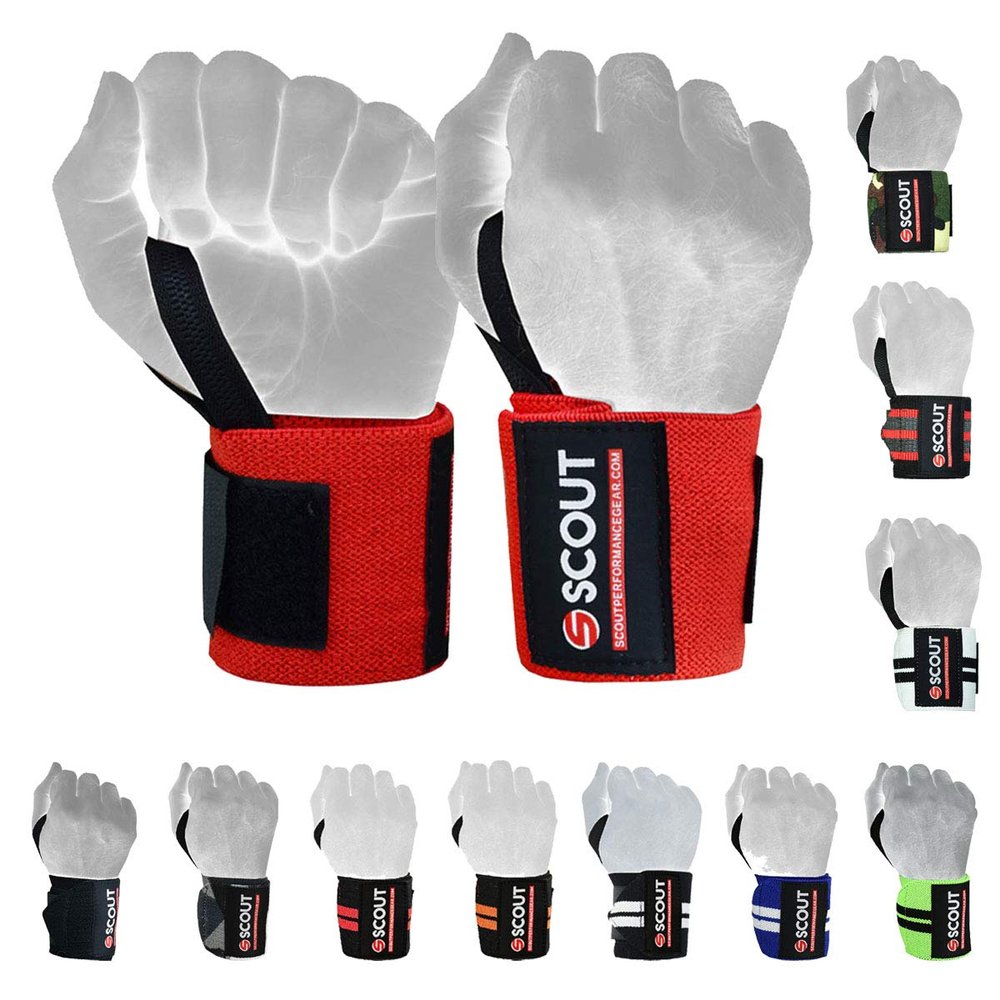 SCOUTPERFORMANCEGEAR Lifting Wrist Wraps Straps Gym Workout Support with Thumb Loops, Weightlifting - Crossfit Wrist Support for Men & Women - Best for Gym Exercise in 16 Inches (Red 14" Length)