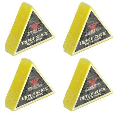Dime Bag Hardware Triple Slick Scented Skateboard Curb Wax - Pocket Size Yellow 4-Pack for Skaters On The Go - Use on Curbs, Ledges and Rails at The Skate Park or in The Streets