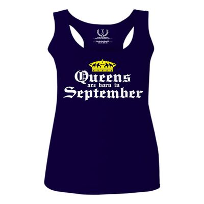 0107. It's is My Birthday Gift Queens are Born in September 20th 30th 40th 50th Women's Tank Top Racerback (Navy Blue, Medium)