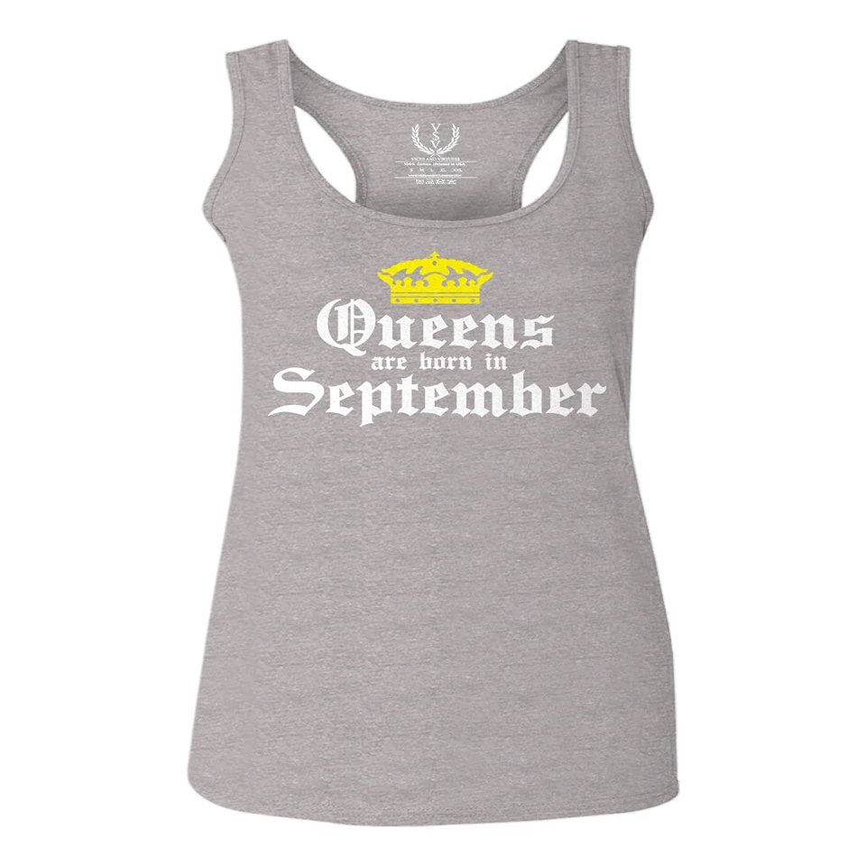 0107. It's is My Birthday Gift Queens are Born in September 20th 30th 40th 50th Women's Tank Top Racerback (Light Gray Medium)