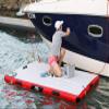 Foammaker Aqua Marina Inflatable Dock Platform, Inflatable Swim Platform, Inflatable Platform Dock, White and Red Side view 2