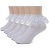 Xiyadun 5 Pairs Toddler Baby & Child Girls Ruffle Lace Ankle Cotton Dress Socks (L for 7-11 Years, Satin White) view 1