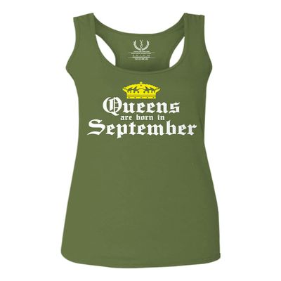 0107. It's is My Birthday Gift Queens are Born in September 20th 30th 40th 50th Women's Tank Top Racerback (Olive, Medium)