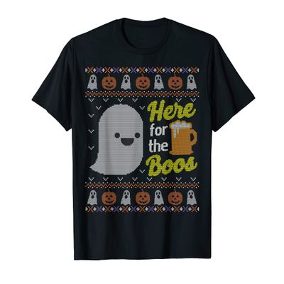 Funny Here for the Boos Shirt Ugly Halloween Sweater Tee