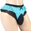 aishani Sissy Pouch Panties Men's Thong Lingerie Lace G-String Underwear For Daily Wear,Medium Blue/Black view 2