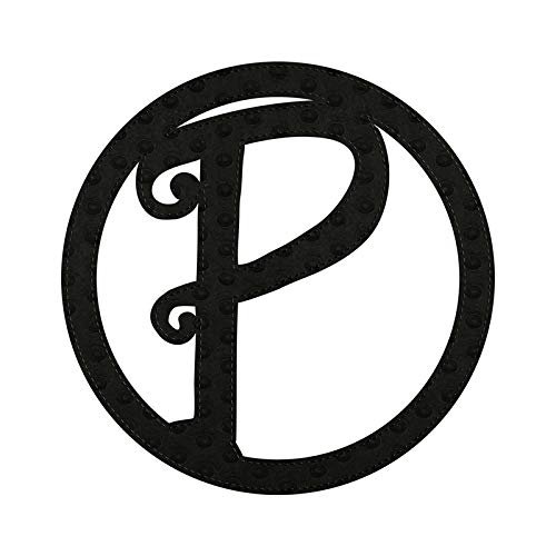 10" Pin-On Black Embossed Felt Monogram Letter P