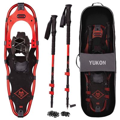 Yukon Charlie's Advanced Spin Snowshoe Kit, 10-inch x 36-inch, Includes Snowshoes, Trekking Poles and Travel Bag