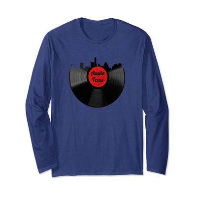 Austin Texas Skyline Shirt TX Vinyl Record Long Sleeve Shirt