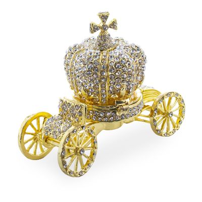 BestPysanky Crystal Coach Crown Jewelry Trinket Box Figurine