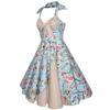 1950s Dresses for Women: Women Vintage Floral Print Halter Cocktail 1950s Retro Rockabilly Swing Dresses Audrey Hepburn 50's 60's Homecoming Party Gown Apricot XXXX-Large view 3