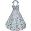 1950s Dresses for Women: Women Vintage Floral Print Halter Cocktail 1950s Retro Rockabilly Swing Dresses Audrey Hepburn 50's 60's Homecoming Party Gown Apricot XXXX-Large view 4