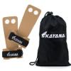KAYANA 2 Hole Leather Gymnastics Hand Grips - Palm Protection and Wrist Support for Cross Training, Kettlebells, Pull ups, Weightlifting, Chin ups, Workout, & Exercise (Tan, X-Small)