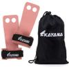 KAYANA 2 Hole Leather Gymnastics Hand Grips - Palm Protection and Wrist Support for Cross Training, Kettlebells, Pull ups, Weightlifting, Chin ups, Workout, & Exercise (Pink, Large) view 2
