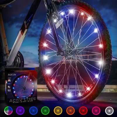 Activ Life LED Bike Wheel Lights with Batteries Included, Get 100% Brighter and Visible from All Angles for Ultimate Safety & Style (1 Tire Pack, Patriotic)