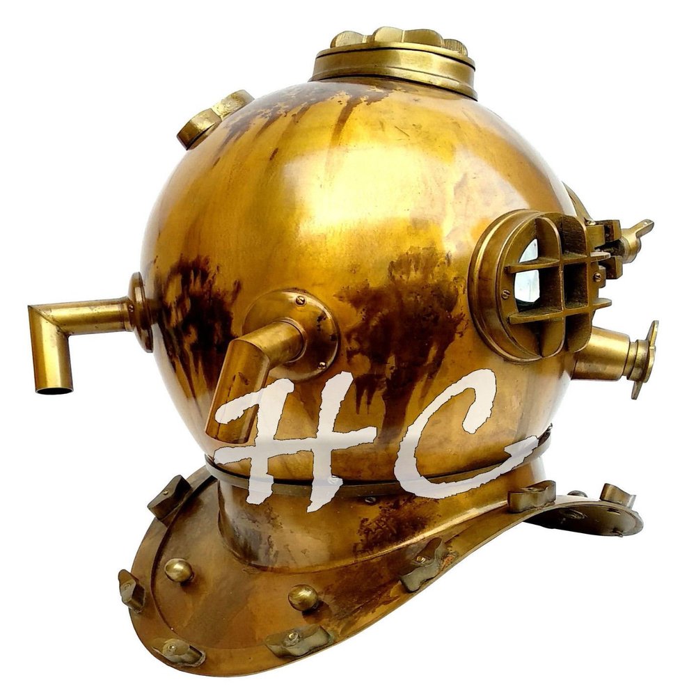 Mahira Nautical Brass Antique Scuba SCA Marine Diving Divers Helmet US Navy Mark V Full Size 18" A