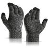 TRENDOUX Winter Gloves, Knit Touch Screen Glove Men Women Texting Smartphone Driving - Anti-Slip - Elastic Cuff - Thermal Soft Wool Lining - Hands Warm in Cold Weather - Black White - M view 1