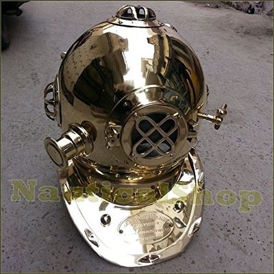 Antique Brass Diving Divers Helmet Full Size 18'' Vintage Nautical Decor Helmet A