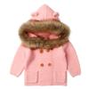 Infant Baby Boys Girls Knitted Cardigan Coat Fall Winter Clothes 0-2 Years Old,Toddler Fur Collar Hooded Warm Top (0-6 Months, Pink) view 1
