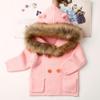 Infant Baby Boys Girls Knitted Cardigan Coat Fall Winter Clothes 0-2 Years Old,Toddler Fur Collar Hooded Warm Top (0-6 Months, Pink) view 3