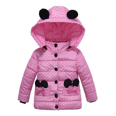 Baby Toddler Girls Winter Coat Warm Padded Thick Clothes 2-4 Years Old,Kids Cute Dot Bow Hoodie Overcoat Outwear (1-2 Years Old, Pink)