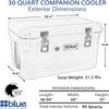 Blue Coolers Companion Cooler  30 Quart, Roto-Molded Ice Cooler | Large Ice Chest Holds Ice up to 10 Days | (30 Quart, Arctic White) view 3