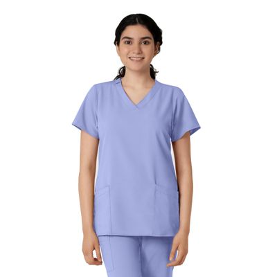 Wink Scrubs for Women, W123, Classic V-Neck Tops with 2 Pockets Ceil Blue