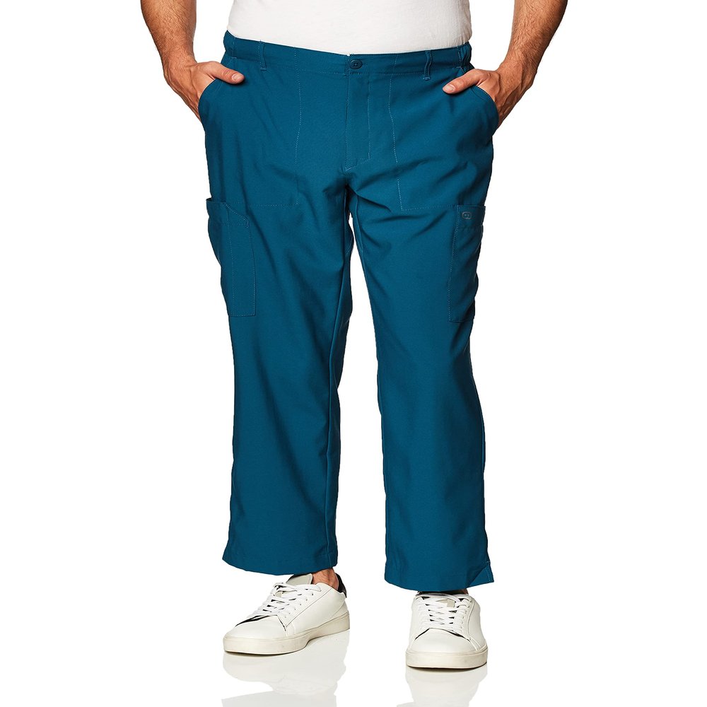 WonderWink W123 Mens Flat-Front Cargo Pant Caribbean Blue, Large