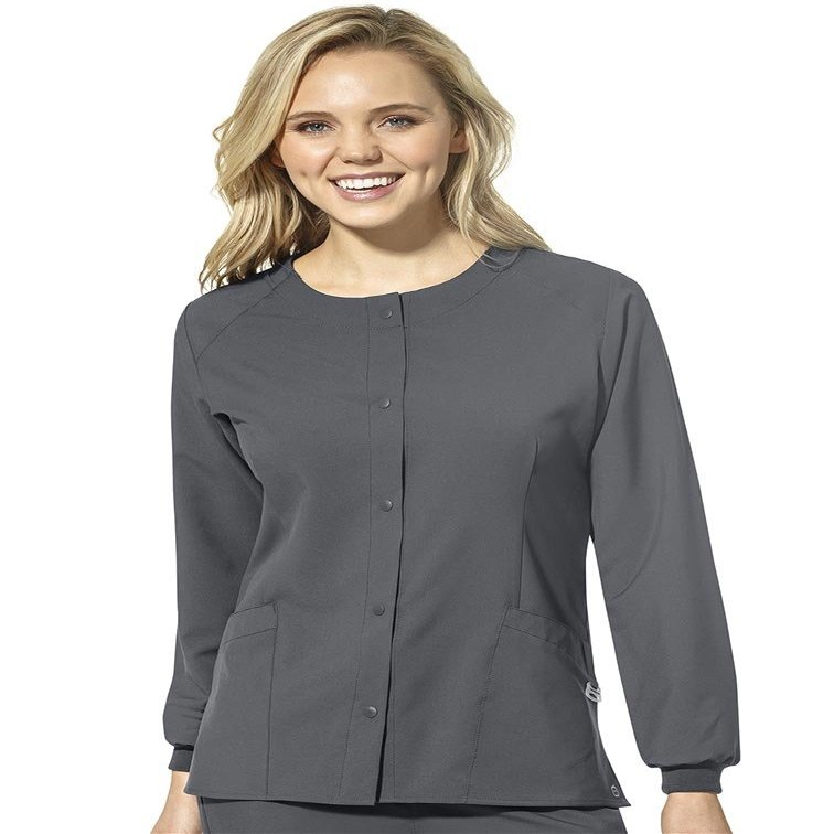 WonderWink W123 Womens Crew Neck Warm-Up Jacket  Pewter, Medium
