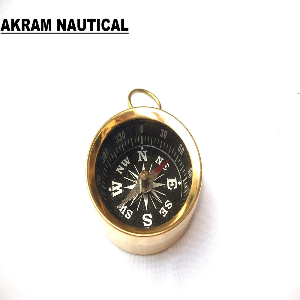 Akram nautical - Antique Brass Compass Keychain Marine Nautical Key Ring Compass Gift Item