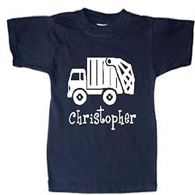 Personalized Boys Girls Kids Custom Trash Truck Shirt Toddler Garbage Tshirt White