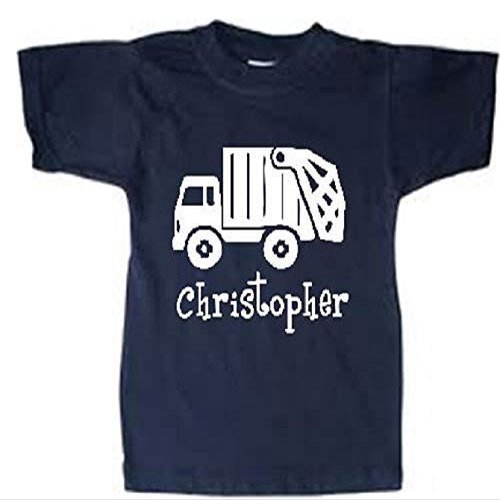 Personalized Boys Girls Kids Custom Trash Truck Shirt Toddler Garbage Tshirt White