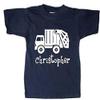 Personalized Boys Girls Kids Custom Trash Truck Shirt Toddler Garbage Tshirt White view 1